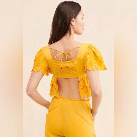 Anthropologie Abacaxi Seashell Embroidery Top Size Medium - Picture 2 of 8